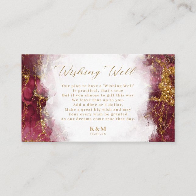 Marble Glitter Wishing Well V1 Burgundy ID644 Enclosure Card (Front)