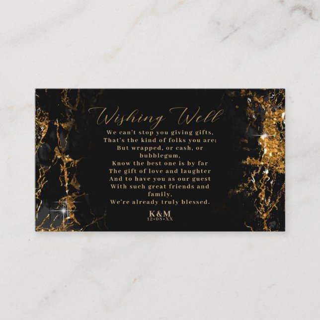 Marble Glitter Wishing Well V3 Black/Gold ID644 Enclosure Card (Front)