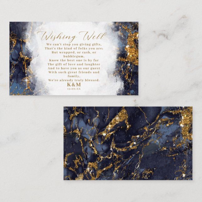 Marble Glitter Wishing Well V3 Navy Blue ID644 Enclosure Card (Front/Back)