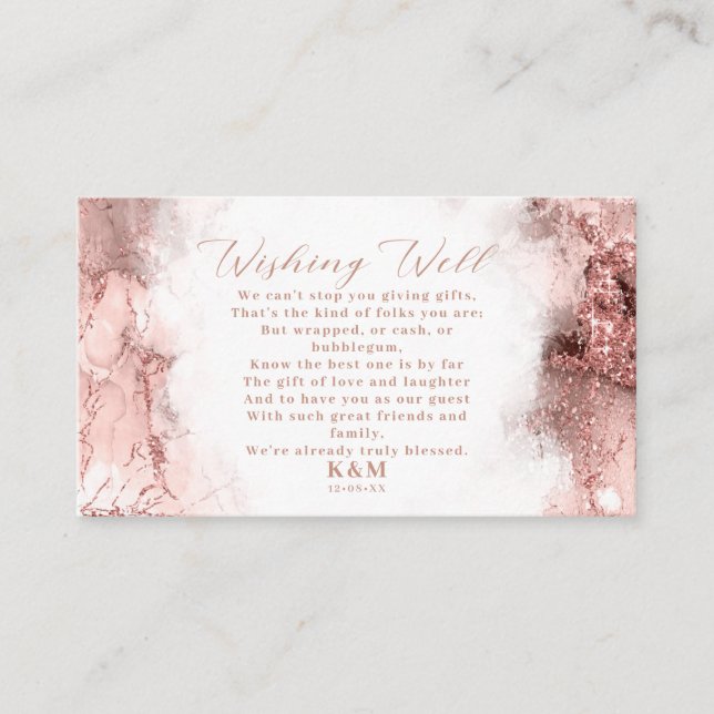 Marble Glitter Wishing Well V3 Rose Gold ID644 Enclosure Card (Front)
