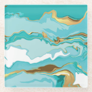 Marble, gold: abstract vintage background. glass coaster