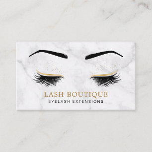 Marble Gold and Black Lash Brow Beauty Business Card