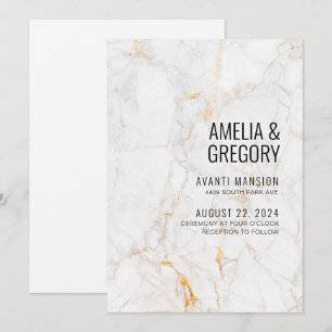 Marble Gold and Black Wedding Invitation