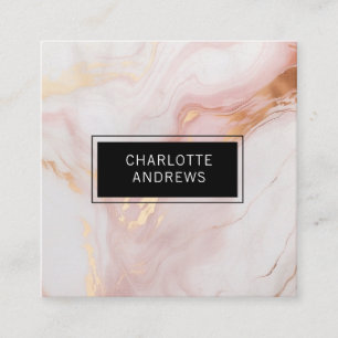 Marble, gold & blush salon, makeup, beauty photo square business card