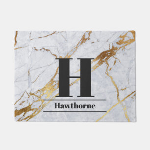 Marble gold custom Monogram Door Mat