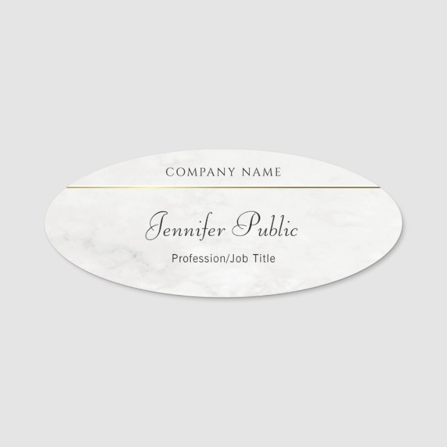 Marble Gold Elegant Hand Name Script Template Tag (Front)