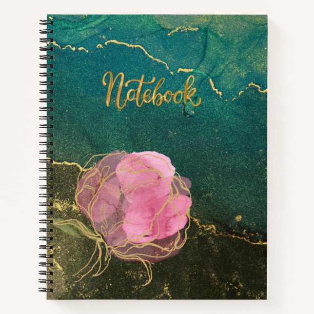 Marble Gold Flower Notebook (Front)