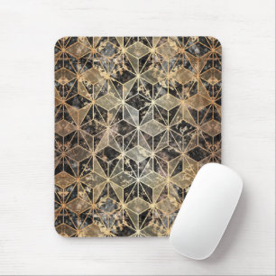 Marble & Gold Geometric Pattern Mouse Mat