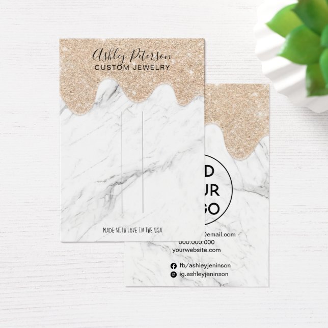 Marble gold glitter drip jewellery hair clip displ (Desk)