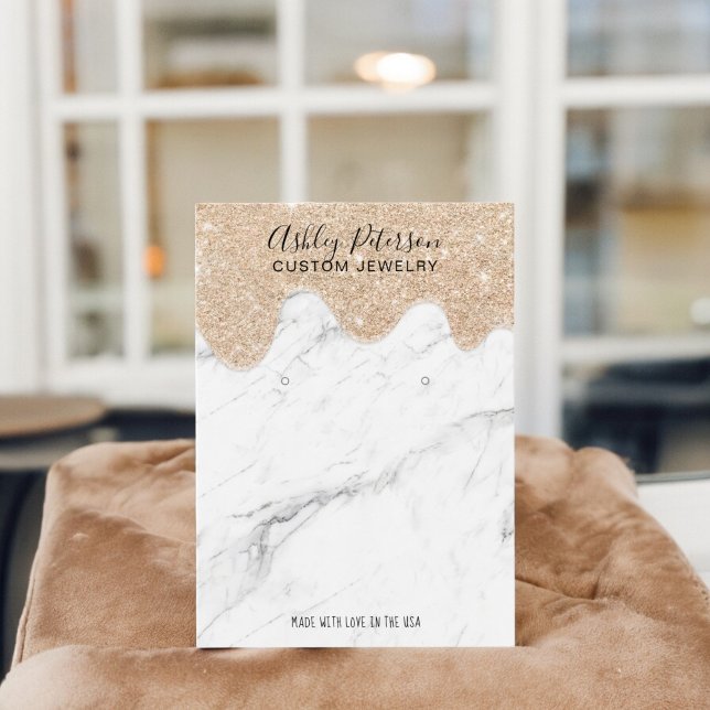 Marble gold glitter drips jewellery earrings displ (Marble gold glitter drips jewelry earrings display)