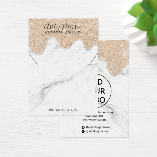 Marble gold glitter drips jewellery necklace displ (Desk)