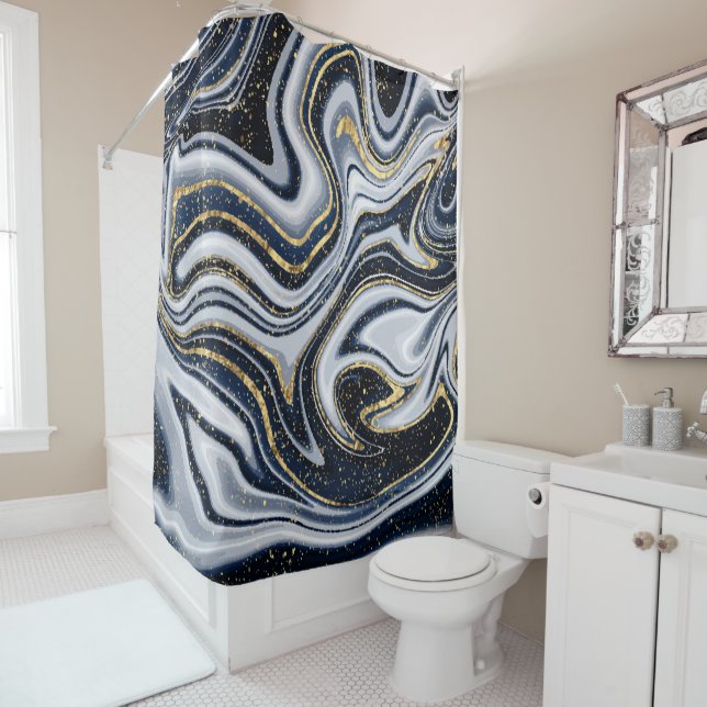 marble, gold,grey,old,white,pale blue, modern,gem, shower curtain (In Situ)