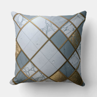 Marble Gold Grid Luxury Geometry Cushion