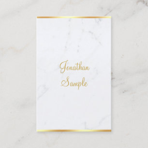 Marble Gold Handwritten Script Elegant Classy Business Card
