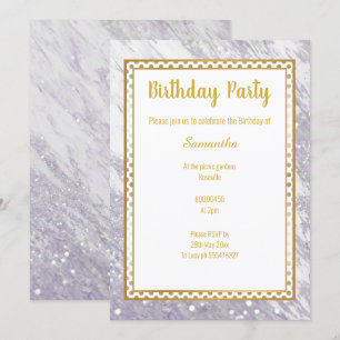 MARBLE GOLD LILAC SPOT BIRTHDAY INVITATION