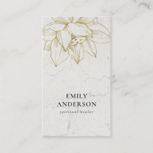 MARBLE GOLD LOTUS SIMPLE REIKI SPIRITUAL HEALER BUSINESS CARD