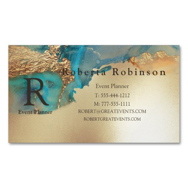 Marble Gold Magnetic Business Card (Front)