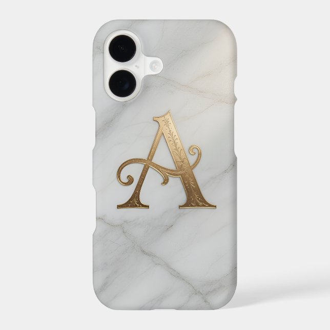 Marble Gold Monogram Phone Case | Luxury (Back)