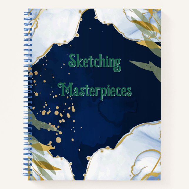 Marble & Gold on Midnight Blue  Notebook (Front)