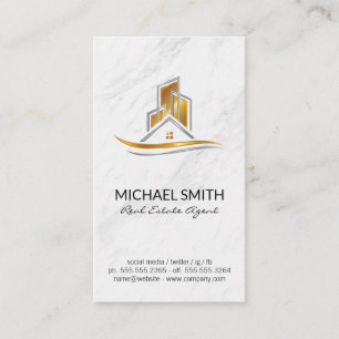 Marble   Gold Real Estate Logo Business Card