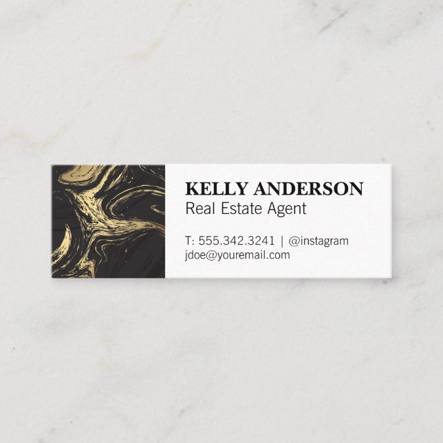 Marble Gold Texture Mini Business Card (Front)