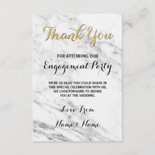 Marble Gold Thank You Card Engagement Deco Wedding