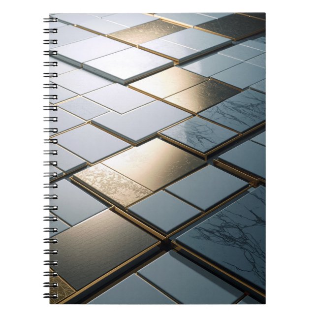 Marble Gold Tiles Luxury Geometry Notebook (Front)
