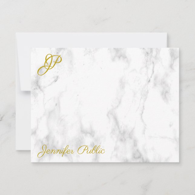 Marble Gold Typography Monogrammed Template (Front)