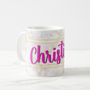 Marble Gold White Pink Personalised Mug