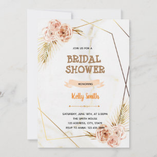 Marble golden rose theme party invitation