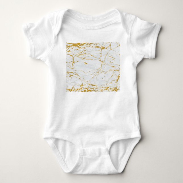 Marble Golden Texture Seamless Pattern Baby Bodysuit (Front)