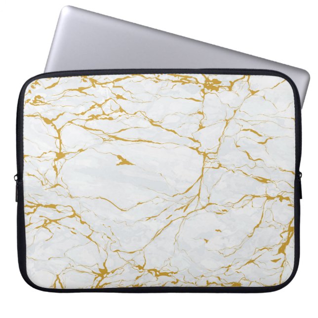 Marble Golden Texture Seamless Pattern Laptop Sleeve (Front)