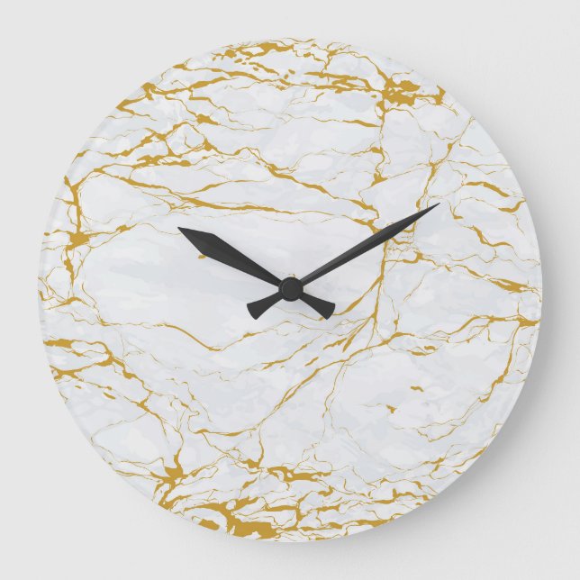 Marble Golden Texture Seamless Pattern Large Clock (Front)