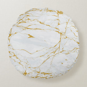 Marble Golden Texture Seamless Pattern Round Cushion