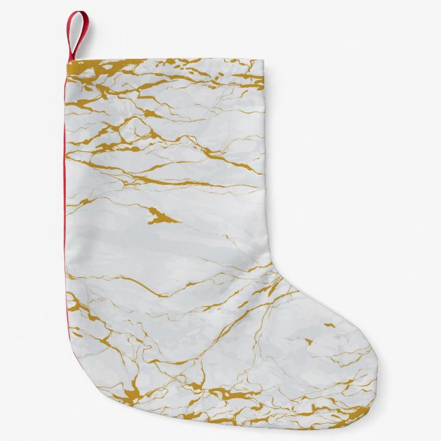 Marble Golden Texture Seamless Pattern Small Christmas Stocking (Front)