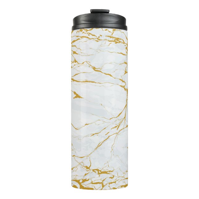 Marble Golden Texture Seamless Pattern Thermal Tumbler (Front)