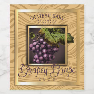 Marble grapes faux gold red wine personalised wine label