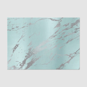 Marble Gray Aqua Blue Metallic Silver Tissue Paper