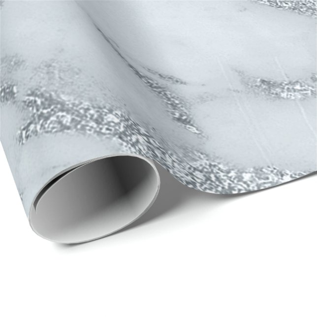 Marble Gray Blue Pastel Stone Abstract Metallic Wrapping Paper (Roll Corner)