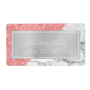 Marble Gray Pink Rose Gold Return Address Labels