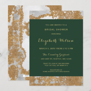 Marble Green and Gold Bridal Shower Invitation