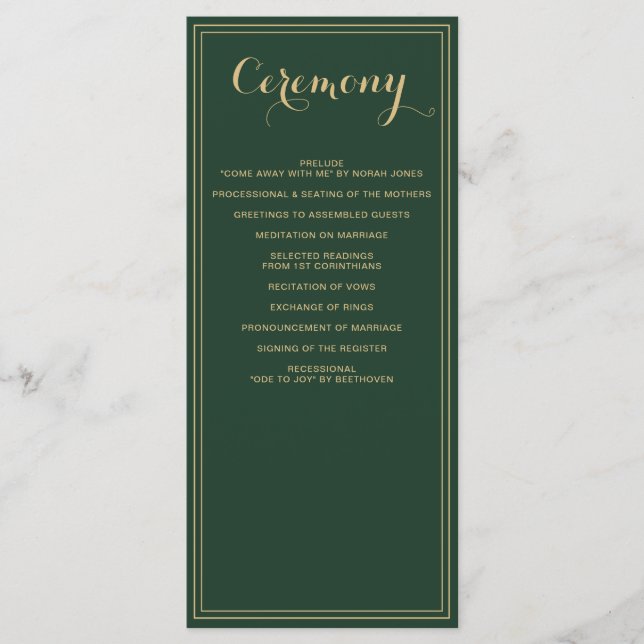 Marble Green and Gold Wedding programs Programme (Front)