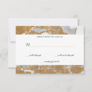 Marble Green and Gold  Wedding rsvp Card