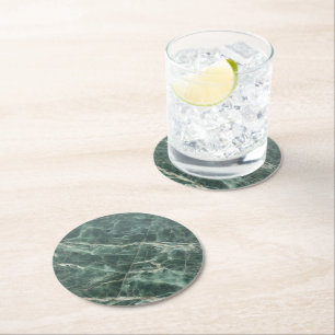 Marble Green Pattern Round Paper Coaster