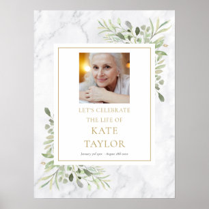 Marble Greenery Photo Celebration of Life Sign
