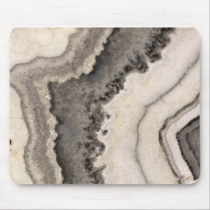Marble grey black white agate natural gemstone  mouse mat