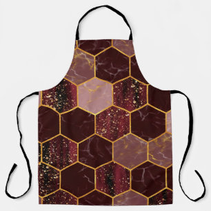 Marble hexagon seamless texture with gold apron
