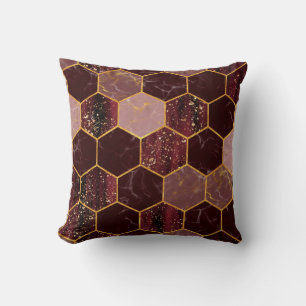 Marble hexagon seamless texture with gold cushion