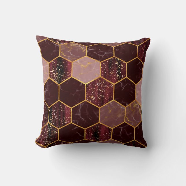 Marble hexagon seamless texture with gold cushion (Front)