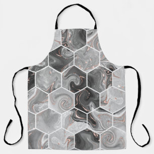 Marble hexagon seamless texture with gold pattern apron